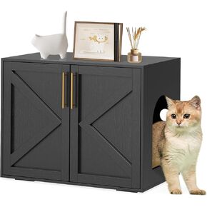IDEALHOUSE Double Cat Litter Box Enclosure,Hidden Litter Box Furniture for 2 Cats,Wooden Litter Box Enclosure Furniture,Side End Table, TV Stand,55''L x 17.72''W x 22.44''H