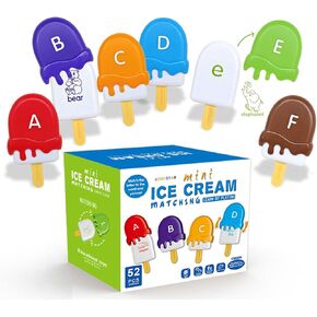 Mini Ice Cream Abc Toys Preschool Educational Alphabet Matching Game Learning Activities for Toddler, Ice Cream for Kids 1 2 3 Fine Motor Skills Autism Sensory Toy for Girl Boy Birthday Gift Christmas