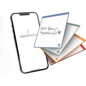 Rocketbook Reusable Sticky Notes Starter Pack with Storage Case, Pen, and Towel, 3"x3", 15 Black Notes - Dotted Paper, App-Connected, Erasable, Reusable Adhesive, Ideal for to-Do Lists