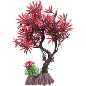 Aquarium Fish Tank Decorations, Blue Plastic Tree with 6 Pack Small Artificial Aquarium Plants Set for Betta Fish Tank Decor