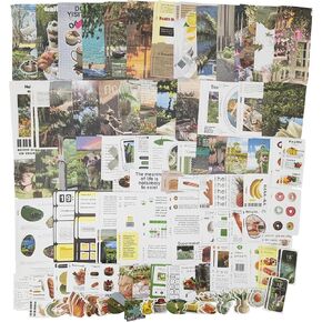 Vintage Scrapbooking Supplies Pack for Journaling (200 Pieces) Aesthetic Scrapbook Planner Sticker Decoupage Paper for Bullet Junk Journal Cottagecore Collage Craft (Ocean)