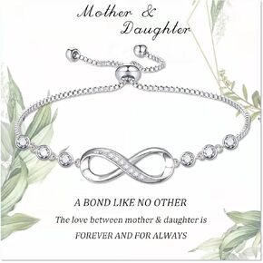 Sereney Mother Daughter Bracelets, Mother Daughter Matching Bracelets Silver Infinite Bracelets for Mom and Daughter, Birthday Gift for Girls from Mom Grandmother