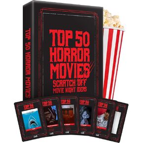 Premium Top 50 Horror Movies Scratch Off Cards - Horror Movie Gifts for Movie Night - Horror Lovers Gifts for Men & Women - Scary Movie Gifts - Horror Merch - Complete The Horror Fan Challenge