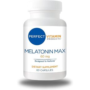 60mg Extra Strength Melatonin MAX - High Dosage Melatonin Ensures Amply Supply Of This Important Hormone - 100% Drug-Free, Vegan, Non-GMO, Gluten-Free (60 Capsules)