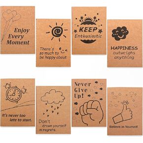 feela 15 Pack A6 Kraft Notebooks, 15 Designs Cute Mini Pocket Notebooks and Journals, Lined Motivation Small Journal Notebook Notepad Bulk for School Supplies Women Taking Memos, 4.1X5.8 in, 80 Pages