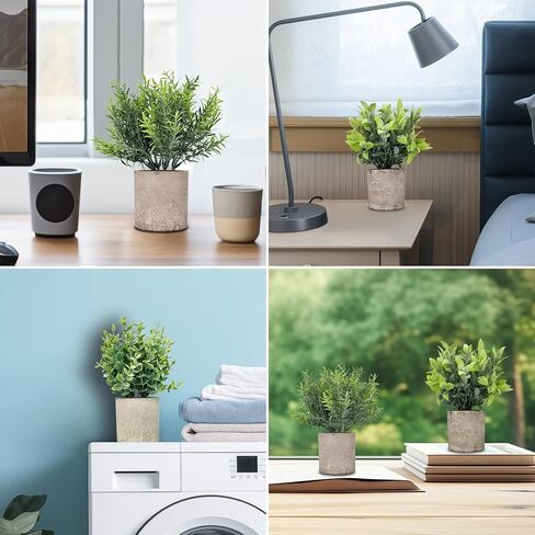 2 Pack Fake Plants 7" Small Potted Plants Artificial Plants Indoor Mini Greenery Plants for Indoor Decor Home Shelf Office Decor, Compact Black Round Pot in Saudi Arabia
