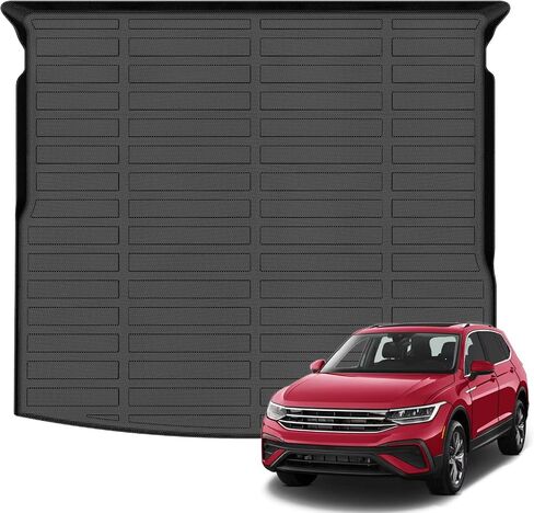 Jenofa-Car Floor Mats & Cargo Liner for VW Tiguan 2018-2024 5 مقاعد لجميع الأحوال الجوية الحصير مجموعة كاملة مخصصة عالية الحافة مقاومة للماء بطانات أرضية متينة لملحقات Volkswagen Tiguan باللون الأسود in Saudi Arabia
