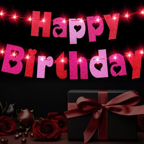 Ireer Light Up Banner Happy Birthday Banner للكرنفال الأرجواني والأخضر بريق الديكورات الكرنفالية معلقة الورق مروم لزخارف حفلة عيد ميلاد 6.6 قدم in Kuwait