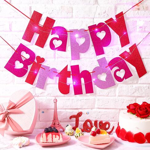 Ireer Light Up Banner Happy Birthday Banner للكرنفال الأرجواني والأخضر بريق الديكورات الكرنفالية معلقة الورق مروم لزخارف حفلة عيد ميلاد 6.6 قدم in Kuwait