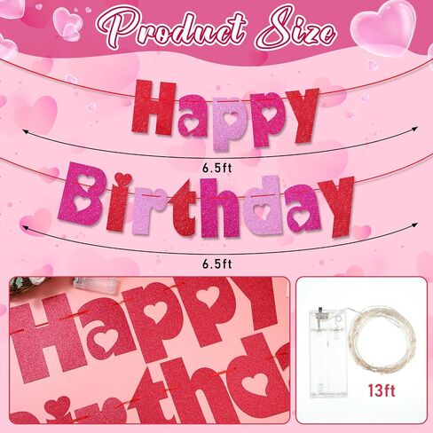Ireer Light Up Banner Happy Birthday Banner للكرنفال الأرجواني والأخضر بريق الديكورات الكرنفالية معلقة الورق مروم لزخارف حفلة عيد ميلاد 6.6 قدم in Kuwait