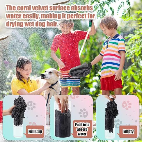 1 زوج الكلب القفازات الحمام الجاف تشنيل microfiber غسل الشعر قفازات تنظيف PAW القفازات اللوازم حمام الكلاب للقطط الأرانب والخيول المناسبة للفراء الطويلة/قصيرة/البودل (بني) in Kuwait
