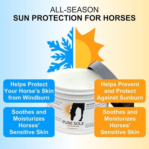 Natural Sunscreen For Horses With Aloe Vera And Zinc Oxide - Pure Sole Sun Block Cream - Sun Protection For Horses’ Noses and Sensitive Skin - 2 ounce Push Up Stick in Kuwait