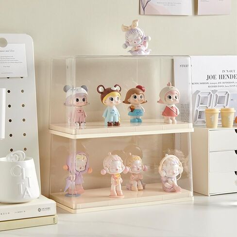 Display Case for Minifigures Action Figures Blocks, Display Box for PopMart Sonny Angel Figures with Three Layers of Stairs, Gifts for Minifigure Collectors Lovers in Kuwait