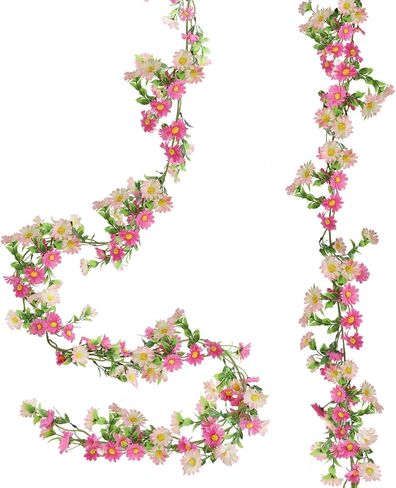 2 Pack Silk Flower Garland Artificial Daisy Garland Fake Hanging Vines with Daisy Flowers for Wall Home Party Wedding Indoor Outdoor Spring Decor White in Saudi Arabia