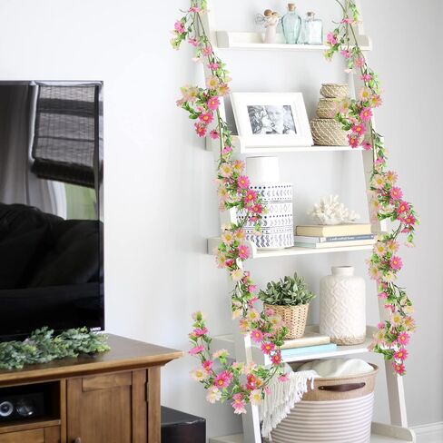 2 Pack Silk Flower Garland Artificial Daisy Garland Fake Hanging Vines with Daisy Flowers for Wall Home Party Wedding Indoor Outdoor Spring Decor White in Saudi Arabia