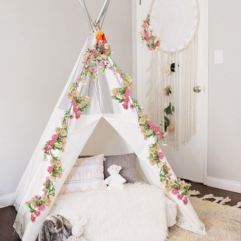 2 Pack Silk Flower Garland Artificial Daisy Garland Fake Hanging Vines with Daisy Flowers for Wall Home Party Wedding Indoor Outdoor Spring Decor White in Saudi Arabia