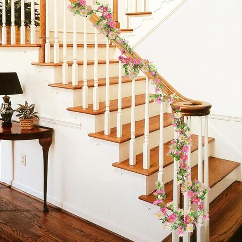 2 Pack Silk Flower Garland Artificial Daisy Garland Fake Hanging Vines with Daisy Flowers for Wall Home Party Wedding Indoor Outdoor Spring Decor White in Saudi Arabia