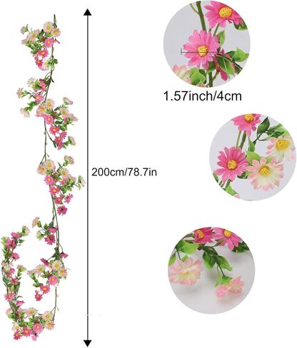 2 Pack Silk Flower Garland Artificial Daisy Garland Fake Hanging Vines with Daisy Flowers for Wall Home Party Wedding Indoor Outdoor Spring Decor White in Saudi Arabia