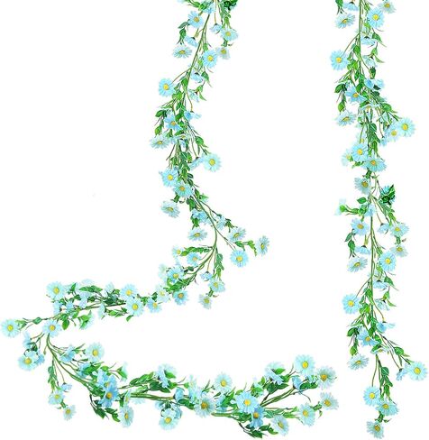 2 Pack Silk Flower Garland Artificial Daisy Garland Fake Hanging Vines with Daisy Flowers for Wall Home Party Wedding Indoor Outdoor Spring Decor White in Saudi Arabia