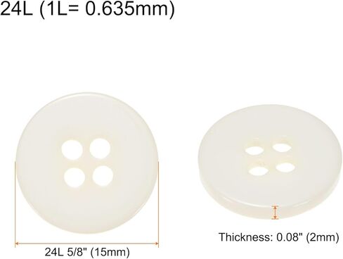 HARFINGTON 160pcs 24L Sewing Buttons 5/8"(15mm) Resin Round Flat 4-Hole Craft Replacement Buttons for Coats Sewing Clothing and DIY, Grey in Saudi Arabia