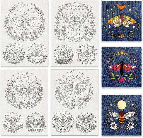 Benecreat 4 Sheets 69pcs أنماط تطريز ماء من الفاكهة الخضار ، 11.7 × 8.3 بوصة وثبات ورق التطريز للخياطة للمبتدئين في خياطة اليد للمبتدئين in Saudi Arabia