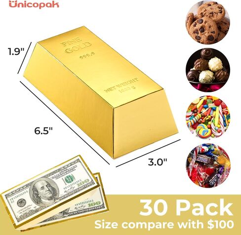 UniCopak 10 Pack Gold Bar Party Favor Boxes Boxes Treasure Hunt Chocolate Coins Boxes Boxes Boxes for Pirate Casino Golden Money Money Party Party in Kuwait