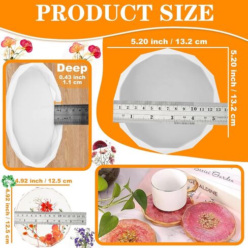 Coaster Molds for Epoxy Resin, Large 6 Cavity Resin Coaster Molds Silicone, 4 Inches Deep Round Square Hexagon Moldes para Resina Epoxica for Cups Mats, DIY Craft Flower Bouquet Preservation in Saudi Arabia