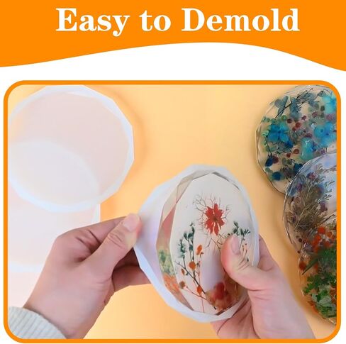 Coaster Molds for Epoxy Resin, Large 6 Cavity Resin Coaster Molds Silicone, 4 Inches Deep Round Square Hexagon Moldes para Resina Epoxica for Cups Mats, DIY Craft Flower Bouquet Preservation in Saudi Arabia