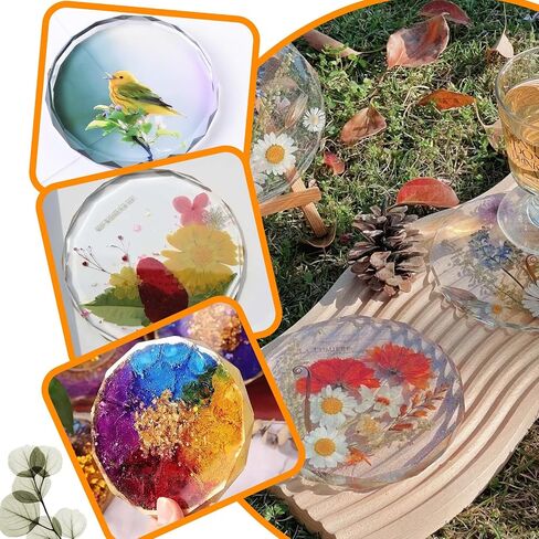 Coaster Molds for Epoxy Resin, Large 6 Cavity Resin Coaster Molds Silicone, 4 Inches Deep Round Square Hexagon Moldes para Resina Epoxica for Cups Mats, DIY Craft Flower Bouquet Preservation in Saudi Arabia