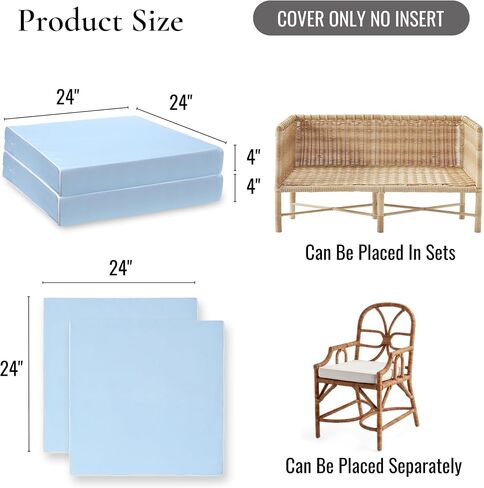 غطاء مقعد في الهواء الطلق في Hofdeco Premium Coastal Patio Coushion في الهواء الطلق فقط من 2 ، 20 "x20" x4 " in Kuwait