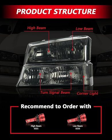 Torchbeam Headlight Assembly, Replacement for LAH367, Bumper Headlamp Black Housing Clear Reflector in Saudi Arabia