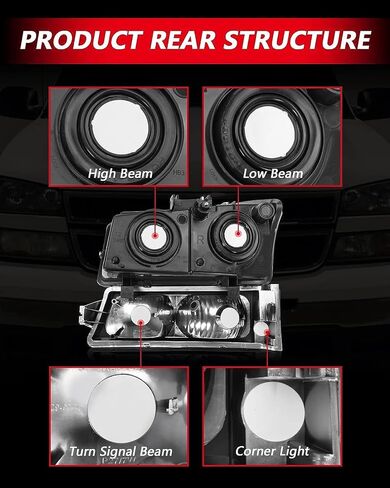 Torchbeam Headlight Assembly, Replacement for LAH367, Bumper Headlamp Black Housing Clear Reflector in Saudi Arabia
