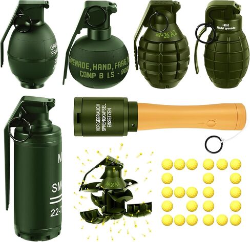 Sratte 6 PCS Toy Hand Grenade للعبة التكتيكية مع 60 Ammo Ammo Fun Impact Pull Ring Toys للبالغين الرياضة في الهواء الطلق (أسود) in Kuwait