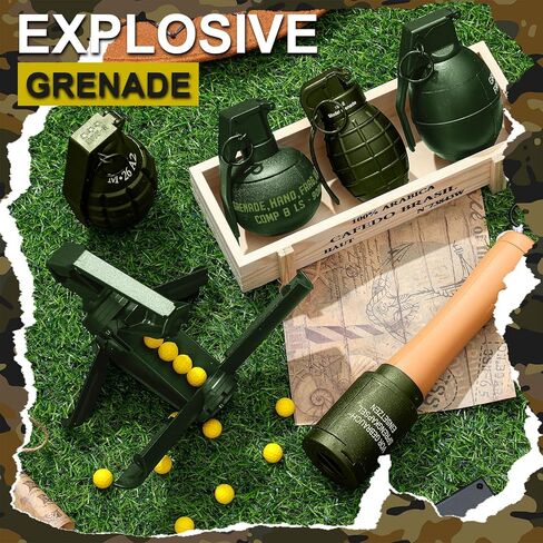 Sratte 6 PCS Toy Hand Grenade للعبة التكتيكية مع 60 Ammo Ammo Fun Impact Pull Ring Toys للبالغين الرياضة في الهواء الطلق (أسود) in Kuwait