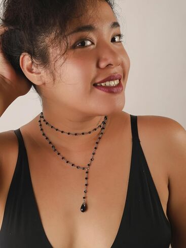 Sacina Gothic Layered Red Choker, Dainty Y Necklace, Teardrop Necklace, Bead Necklace, Gothic Necklace, Goth Necklace, Christmas Jewelry Gift for Women in Saudi Arabia