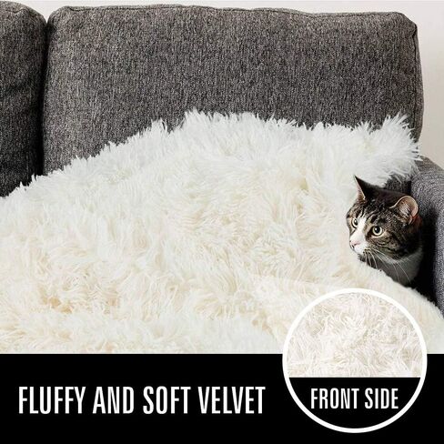 LOCHAS Luxury Fluffy Dog Blanket, Extra Soft and Warm Sherpa Fleece Pet Blankets for Dogs Cats, Plush Furry Faux Fur Puppy Throw Cover, 20''x30'' Cream White in Kuwait