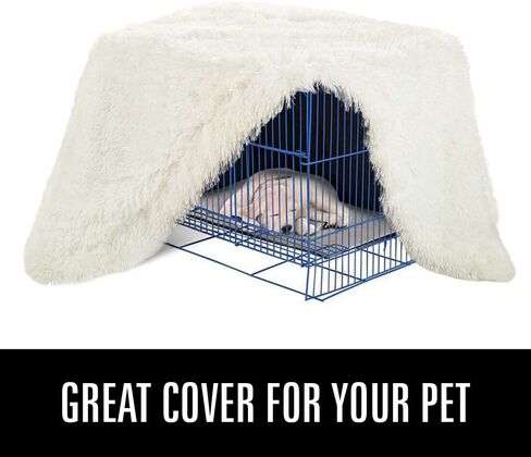 LOCHAS Luxury Fluffy Dog Blanket, Extra Soft and Warm Sherpa Fleece Pet Blankets for Dogs Cats, Plush Furry Faux Fur Puppy Throw Cover, 20''x30'' Cream White in Kuwait