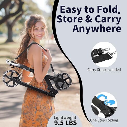 سكوتر BELEEV V8 للأطفال بعمر 6 سنوات فما فوق مع جذع وسطح مضيء LED، سكوتر ذو عجلة كبيرة قابلة للطي مع ارتفاع قابل للتعديل، ممتص للصدمات، حزام للحمل، سكوتر بعجلتين للبالغين والمراهقين، يصل إلى 220 رطلاً in Kuwait