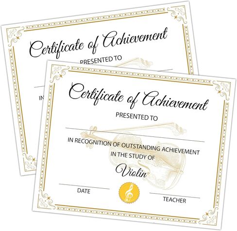Music Certificate of Achievement, 25 Pcs Piano Awards Certificates, Piano Recognition of Achievement Certificates Gifts for Piano Students, Music School Classroom Decorations Supplies -08 in Kuwait