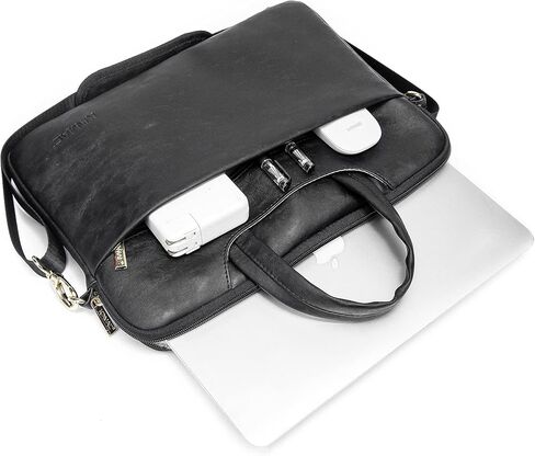 Kinmac 360° Protective Waterproof PU Leather Laptop Shoulder Messenger Sleeve Briefcase case Bag (13 inch-14 inch, Coffee PU) in Kuwait