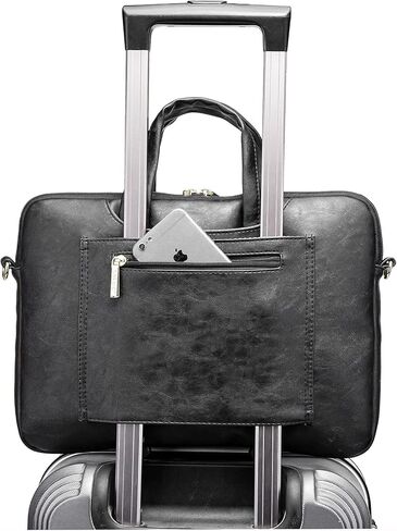 Kinmac 360° Protective Waterproof PU Leather Laptop Shoulder Messenger Sleeve Briefcase case Bag (13 inch-14 inch, Coffee PU) in Kuwait
