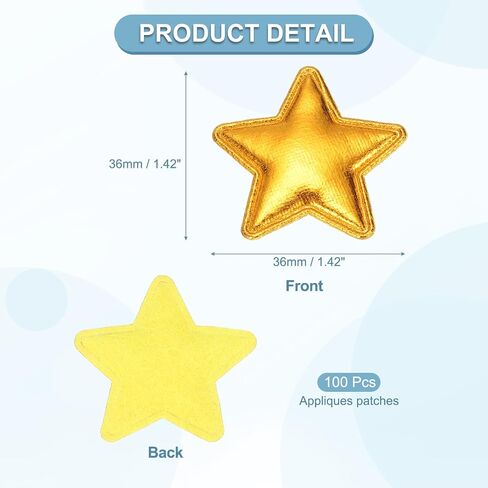 Patikil 100pcs stars stares sew on patches ، spilshist star patches pu puded scarms for diy craft scrapbooking decord wedding home decore ، silver in Saudi Arabia