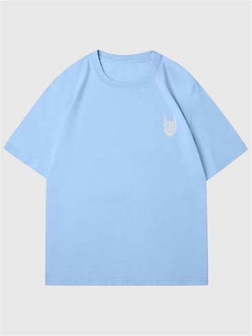 Verdusa Men's Vintage Retro Skull Graphic Oversized T Shirt Round Neck Short Sleeve Rock Tee Tops in Saudi Arabia