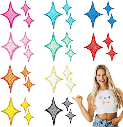 40pcs Stars Iron on Patches 10 Colors Star Symproided Servidered Sele على بقع لحقائب الظهر سترة سترة ملابس جينز DIY Craft Decoration in Kuwait