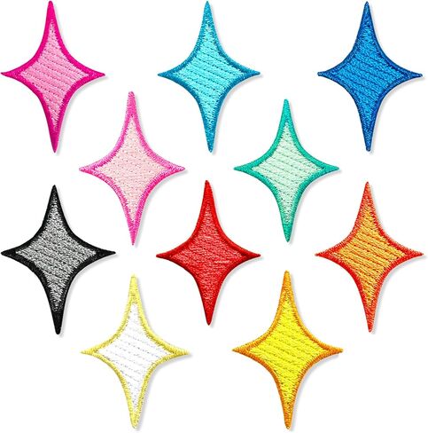 40Pcs Stars Iron On Patches 10 Colors Star Embroidered Appliques Sew on Patches for Backpack Hat Jacket Clothing Jacket Jeans DIY Craft Decoration in Kuwait