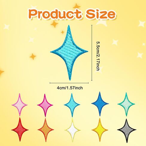 40Pcs Stars Iron On Patches 10 Colors Star Embroidered Appliques Sew on Patches for Backpack Hat Jacket Clothing Jacket Jeans DIY Craft Decoration in Kuwait