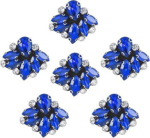 uxcell 6Pcs Handmade Beaded Patches, Glass Crystal Rhinestone Appliques, Sew on Beaded Patch for Clothing DIY Sewing Accessories, Clear in Saudi Arabia