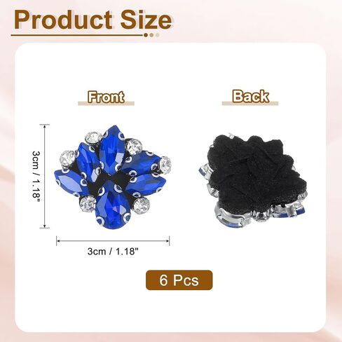 uxcell 6Pcs Handmade Beaded Patches, Glass Crystal Rhinestone Appliques, Sew on Beaded Patch for Clothing DIY Sewing Accessories, Clear in Saudi Arabia