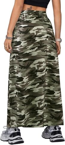 SOFIA'S CHOICE Women's Drawstring Maxi Skirt with Pockets High Waist A Line Long Skirts in Kuwait