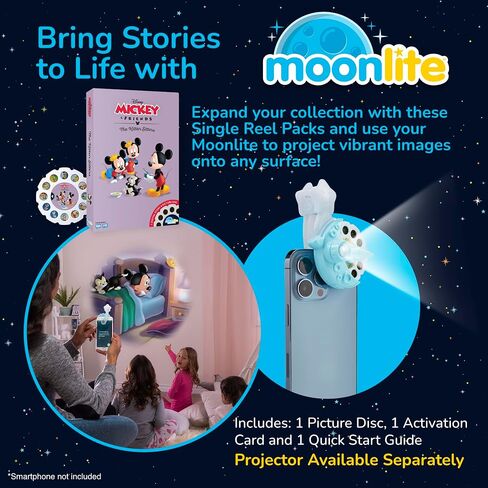 Moonlite Storytime Mickey and Friends مفاجأة لـ Pluto Storybook Reel ، طريقة سحرية للقراءة معًا ، قصة رقمية لجهاز العرض ، المؤثرات الصوتية الممتعة ، هدية تعلم للأطفال الذين تتراوح أعمارهم in Kuwait